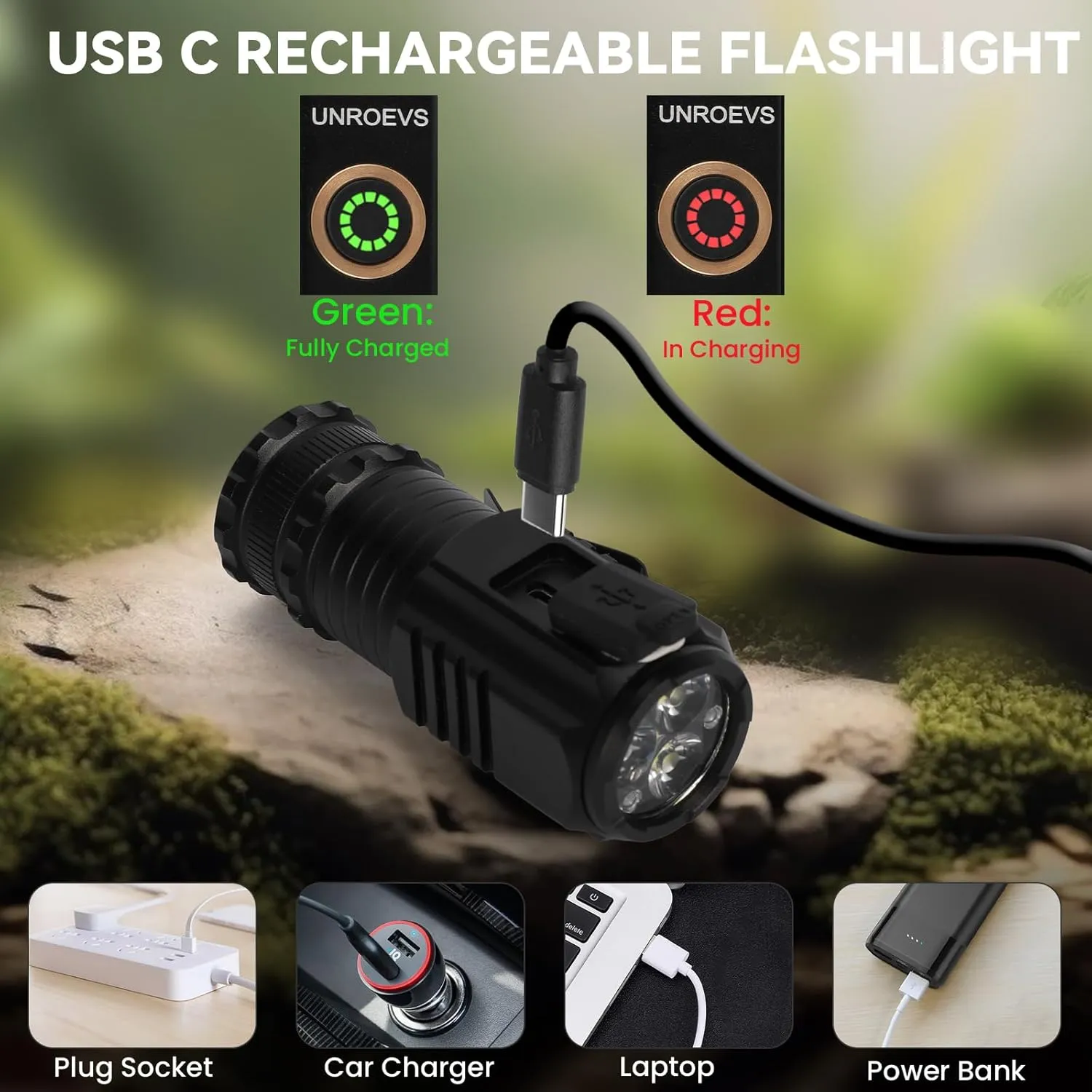 Mini Flashlight 2550 Lumens Rechargeable USB C Charging, Small Flashlights High Lumens 5 Modes, Pocket Flashlight with Clip, Magnetic Flashlight for EDC,Camping, Hiking,Emergency(2 Pack)