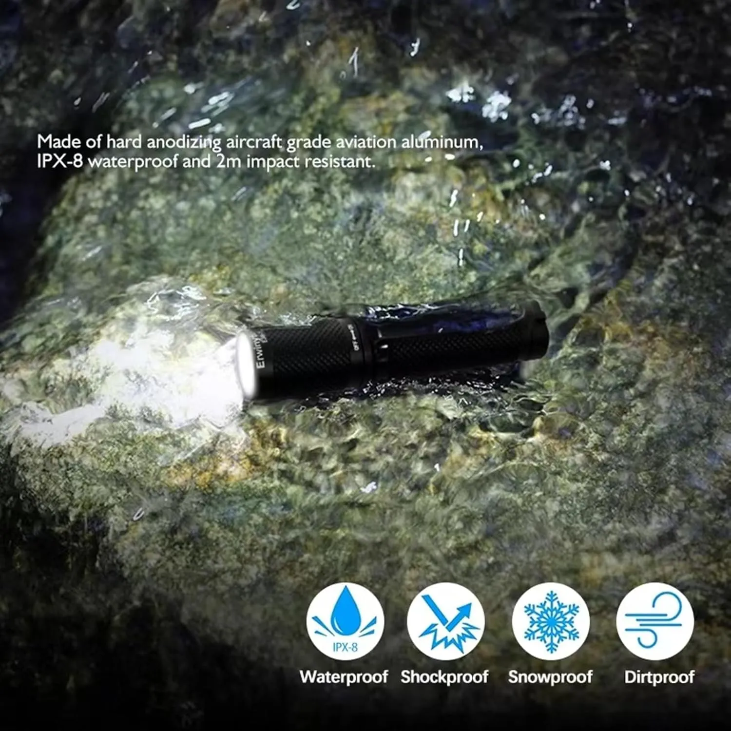 Mini LED Flashlight, Bright Small Keychain Flashlight 180 Lumen, 5 Modes Handheld Flashlight with AAA Battery, EDC Pocket Flashlight with Clip for Home, Camping, Outdoor (Cool White)