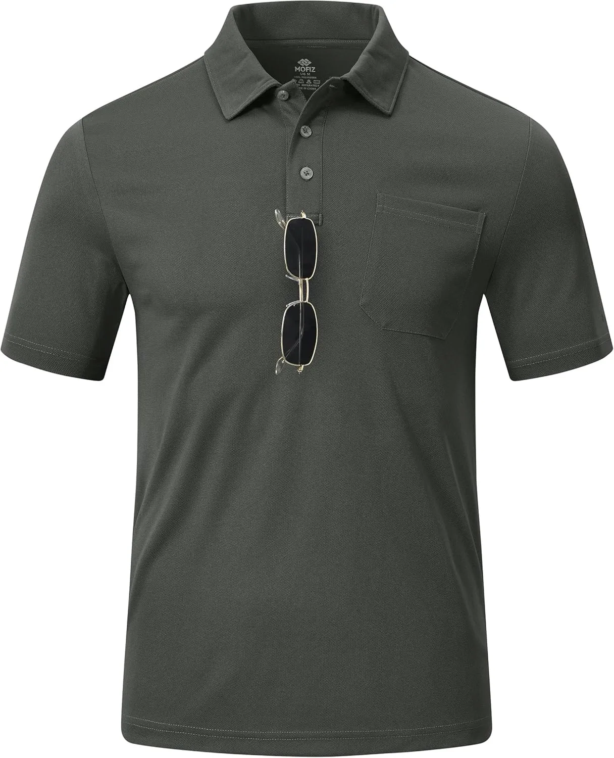 MoFiz Mens Camo Polo Golf Shirts Lightweight Dry Fit Pique Short Sleeve Collared Hiking T-Shirts Dry fit Activewear