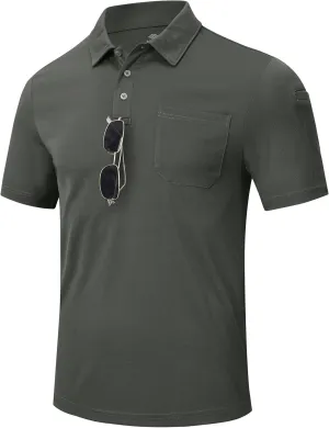 MoFiz Mens Camo Polo Golf Shirts Lightweight Dry Fit Pique Short Sleeve Collared Hiking T-Shirts Dry fit Activewear