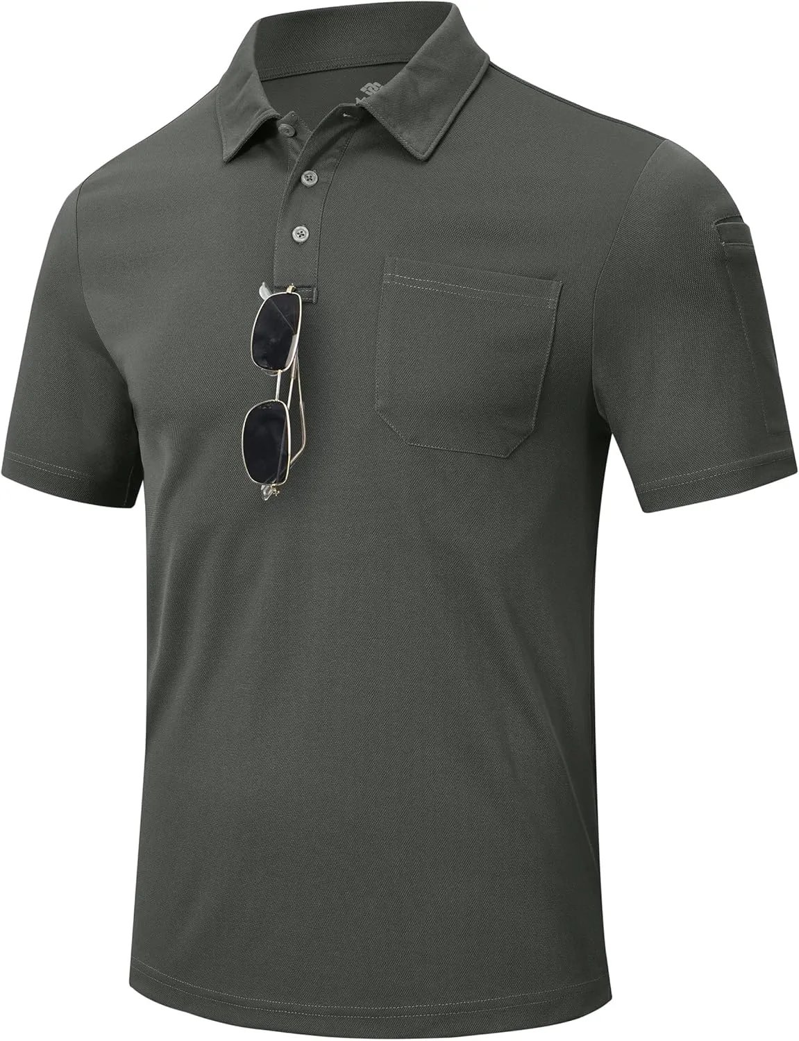 MoFiz Mens Camo Polo Golf Shirts Lightweight Dry Fit Pique Short Sleeve Collared Hiking T-Shirts Dry fit Activewear