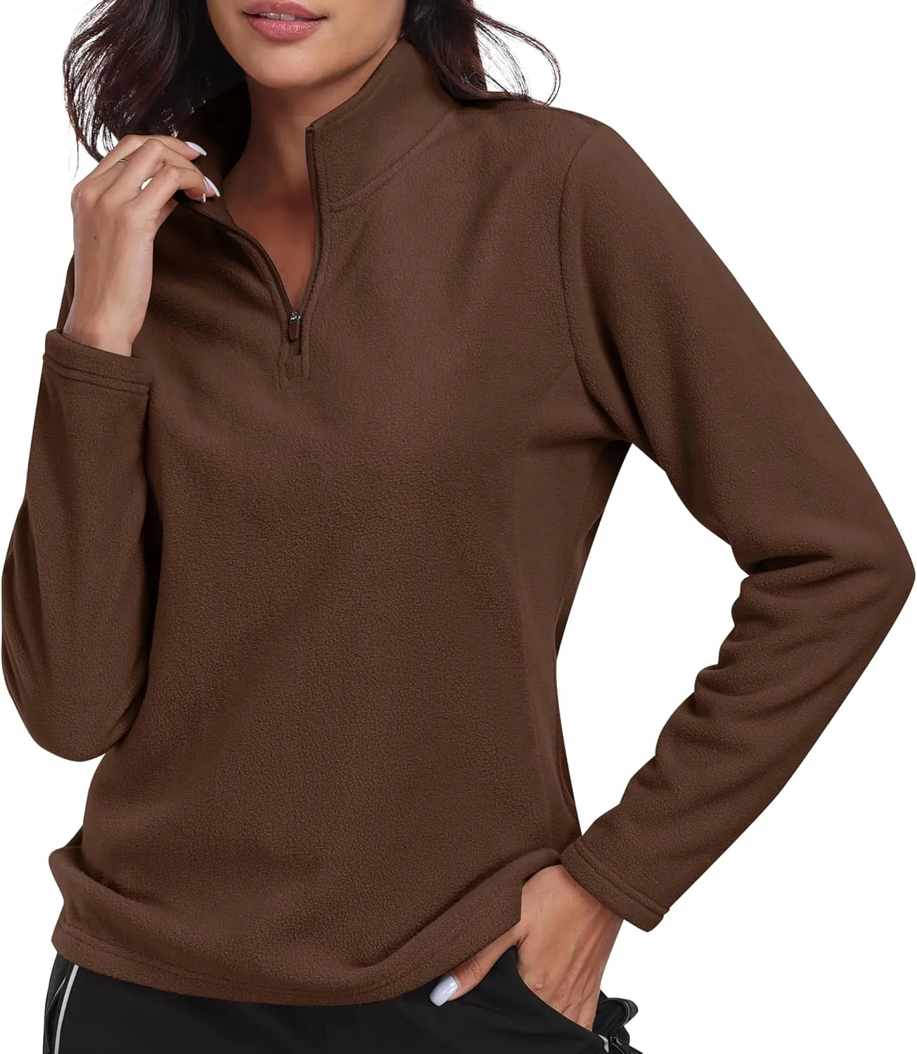 MoFiz Women's 1/4 Zip Polar Fleece Pullover Long Sleeve Soft Lightweight Warm Winter Jacket Top