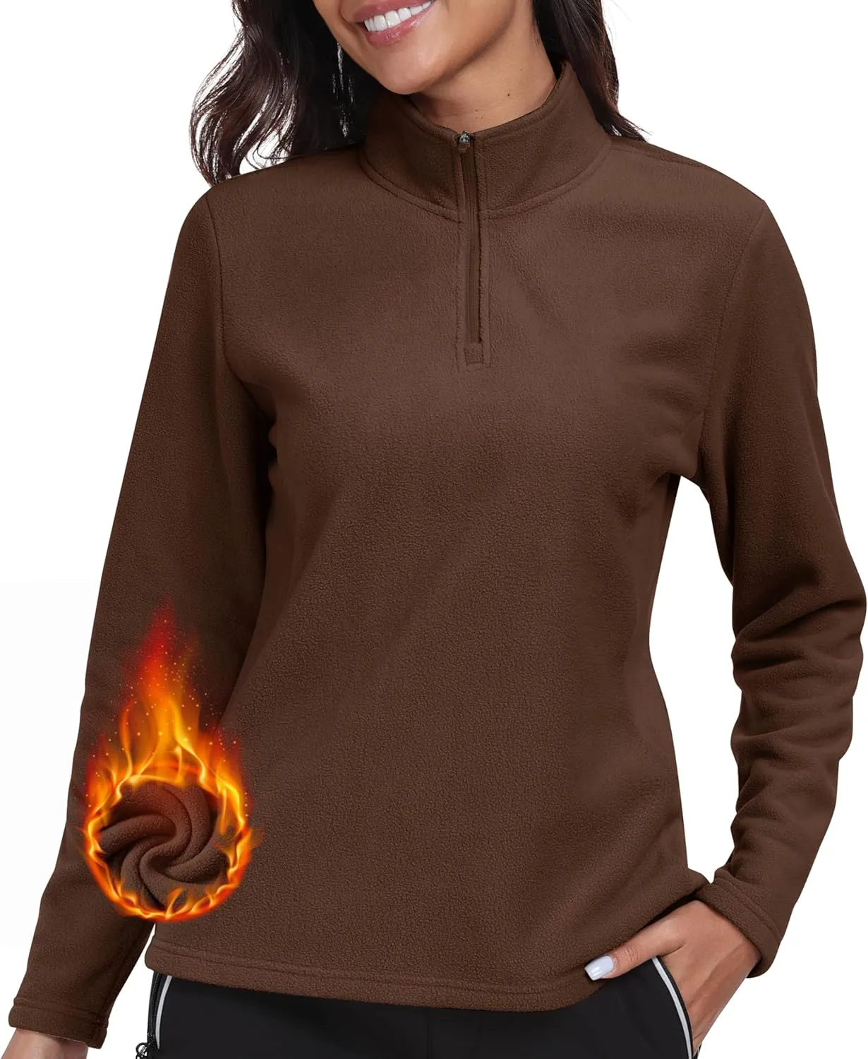 MoFiz Women's 1/4 Zip Polar Fleece Pullover Long Sleeve Soft Lightweight Warm Winter Jacket Top