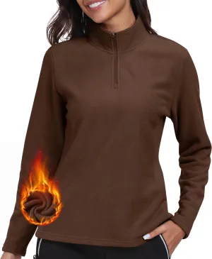MoFiz Women's 1/4 Zip Polar Fleece Pullover Long Sleeve Soft Lightweight Warm Winter Jacket Top