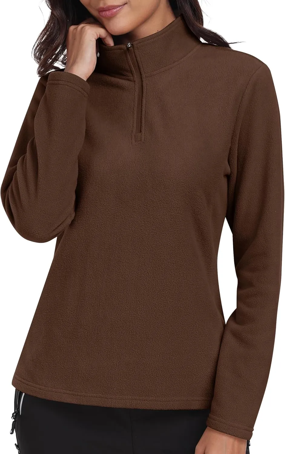 MoFiz Women's 1/4 Zip Polar Fleece Pullover Long Sleeve Soft Lightweight Warm Winter Jacket Top