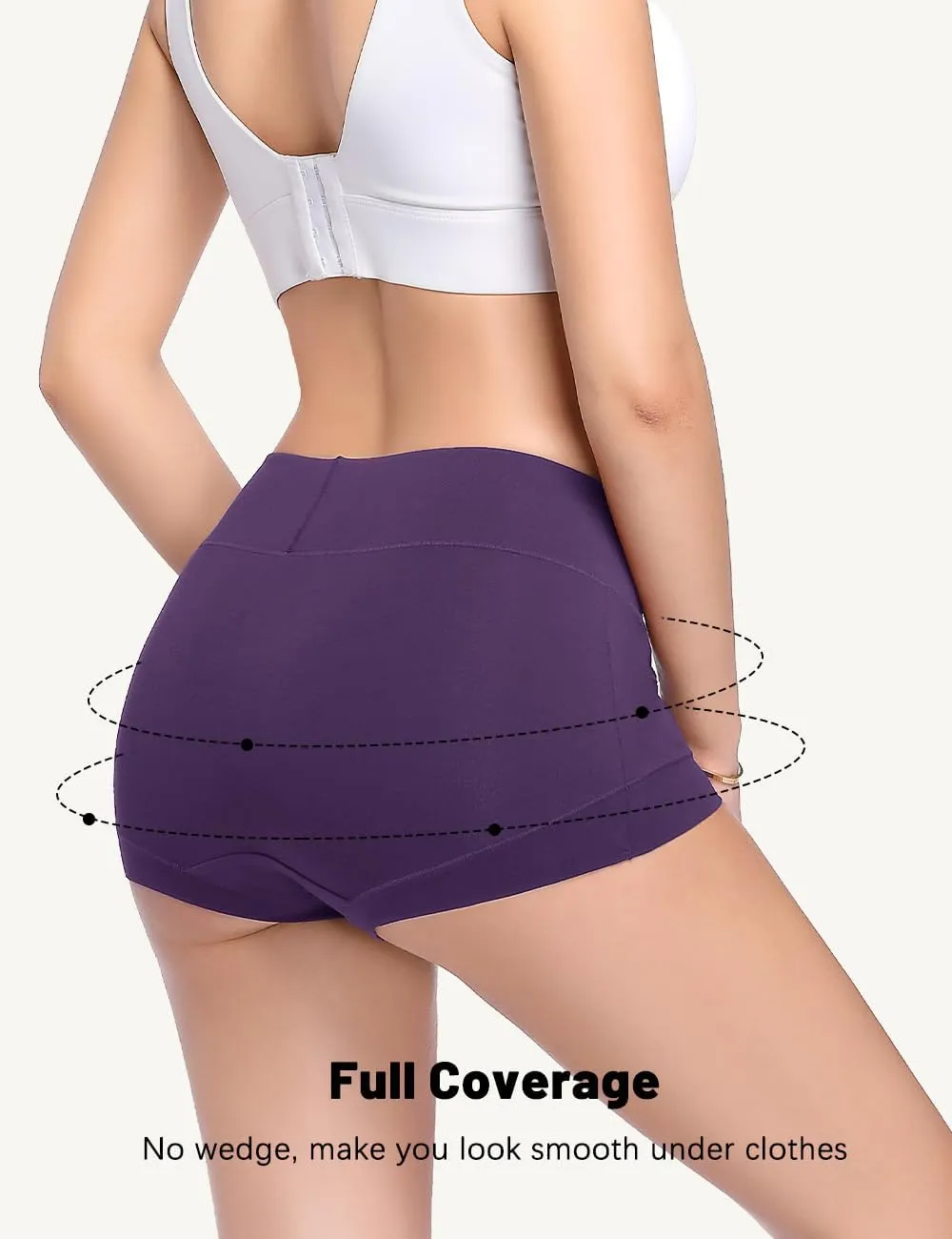Molasus Womens Cotton Boy Shorts Panties Ladies High Waisted Full Coverage Stretch Underwear Multipack(Regular&Plus Size)
