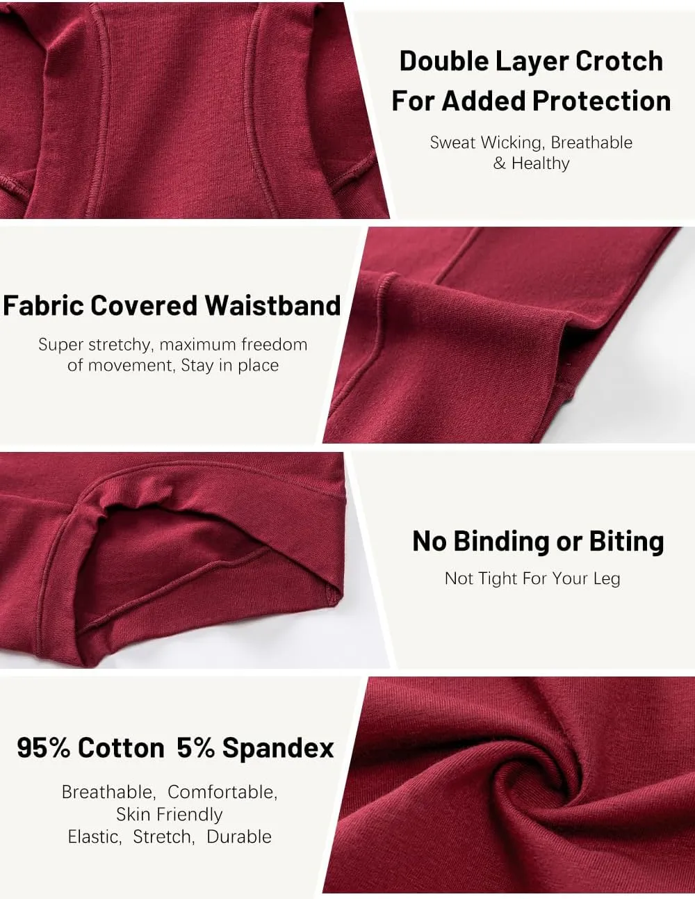 Molasus Womens Cotton Boy Shorts Panties Ladies High Waisted Full Coverage Stretch Underwear Multipack(Regular&Plus Size)