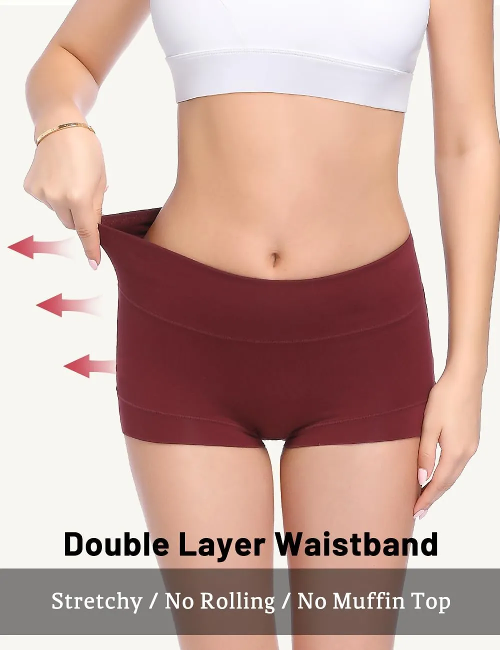 Molasus Womens Cotton Boy Shorts Panties Ladies High Waisted Full Coverage Stretch Underwear Multipack(Regular&Plus Size)
