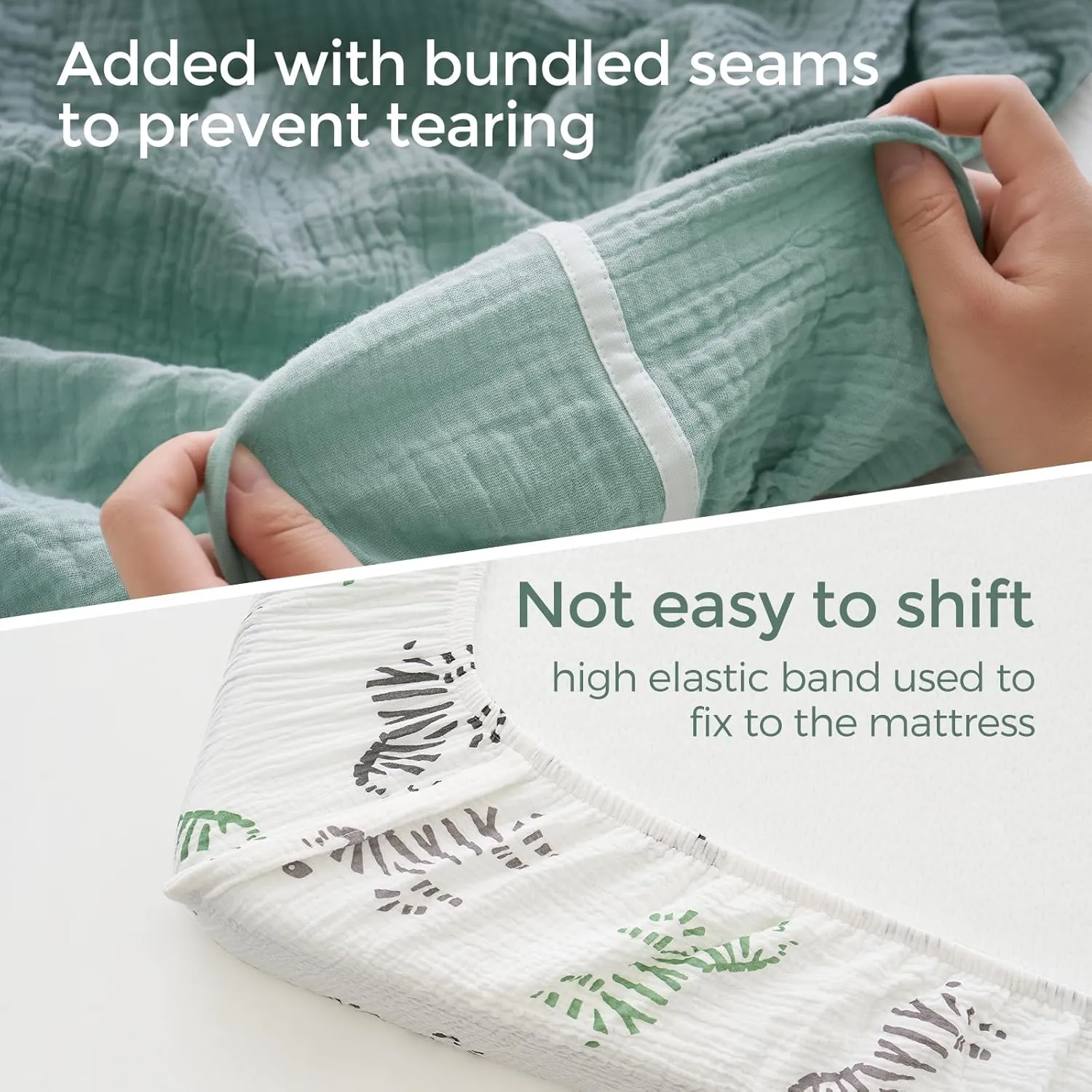 Momcozy Best Wishes Muslin Standard Fitted Crib Sheets, 52"x28", 2 Pack Soft Breathable Natural Cotton Baby Mattress Sheet, 360° Mattress Wrapping Boys Girls Neutral Toddler Bed Sheet, Bravery Zebra