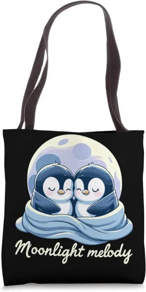 Moonlight Melody Penguins Tote Bag