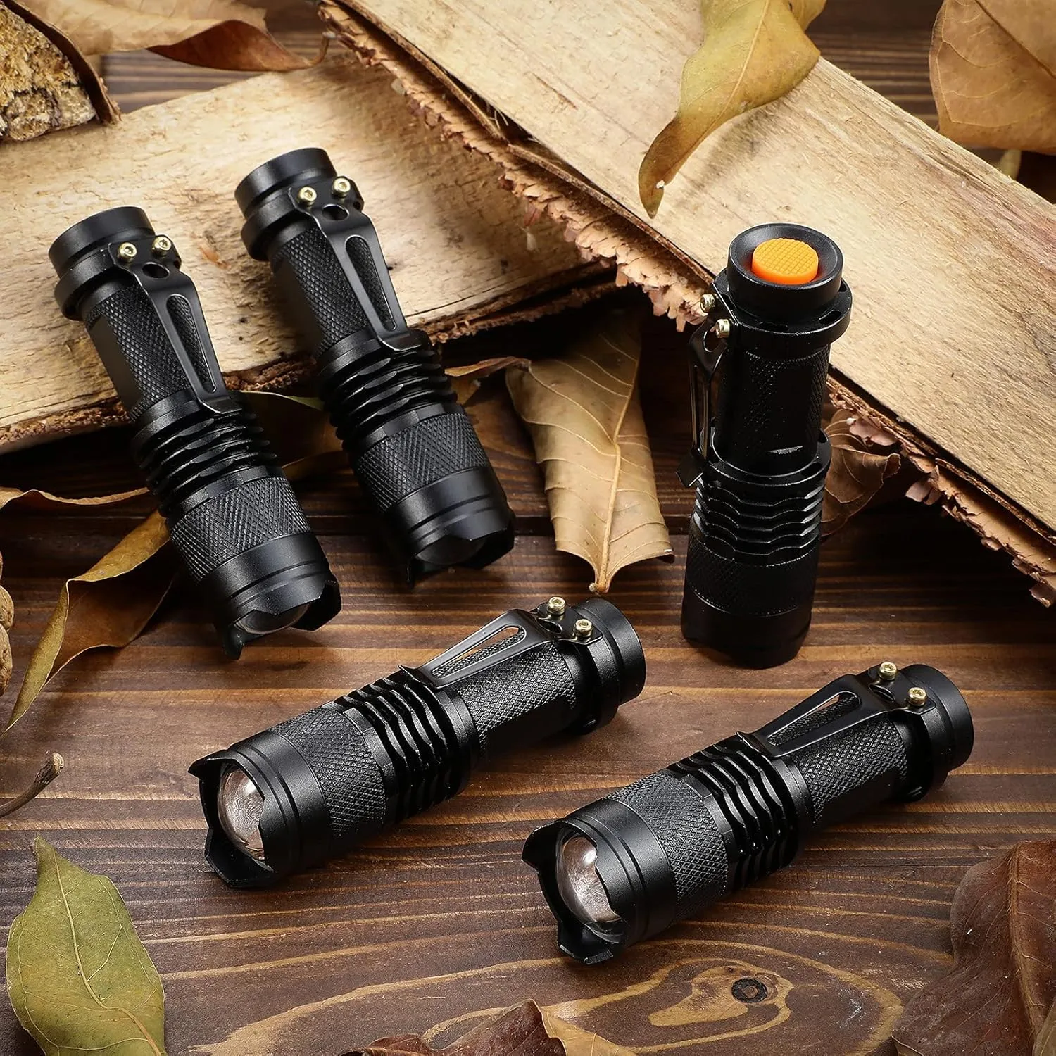 Mudder 10 Pack Mini LED Flashlight Bulk 3 Mode Tactical Torch Pocket Handheld Flashlight Flash Light Adjustable Focus Light Pen for Men Fathers Day Gifts Hiking Outdoor Work(Black, White Light)