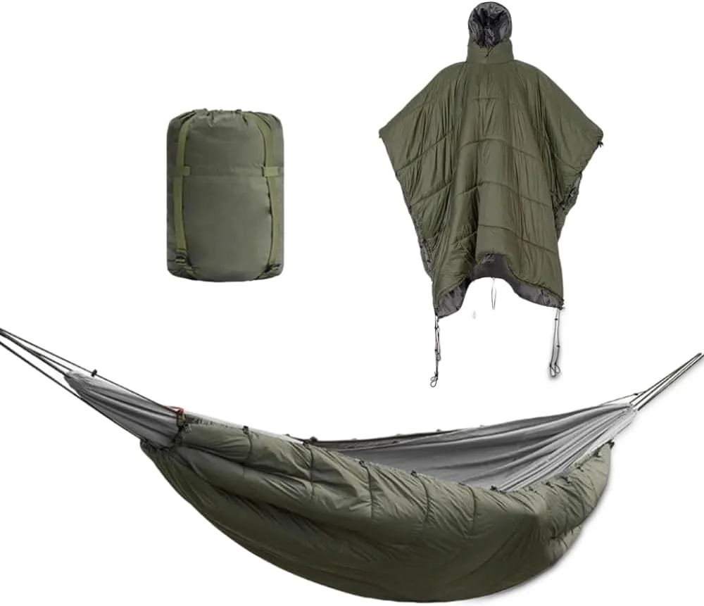 Multifunctional Hammock Under Quilt Sleeping Bag Winter Warm Hammock Blanket for Camping Traveling Swing Outdoor Cape (Green)