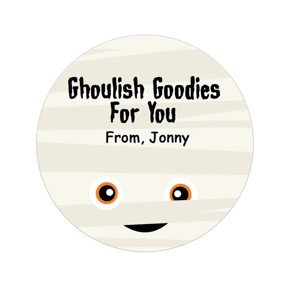 Mummy Face Personalized Hallloween Sticker