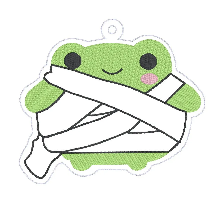 Mummy Frog bookmark/bag tag/ornament machine embroidery file DIGITAL DOWNLOAD
