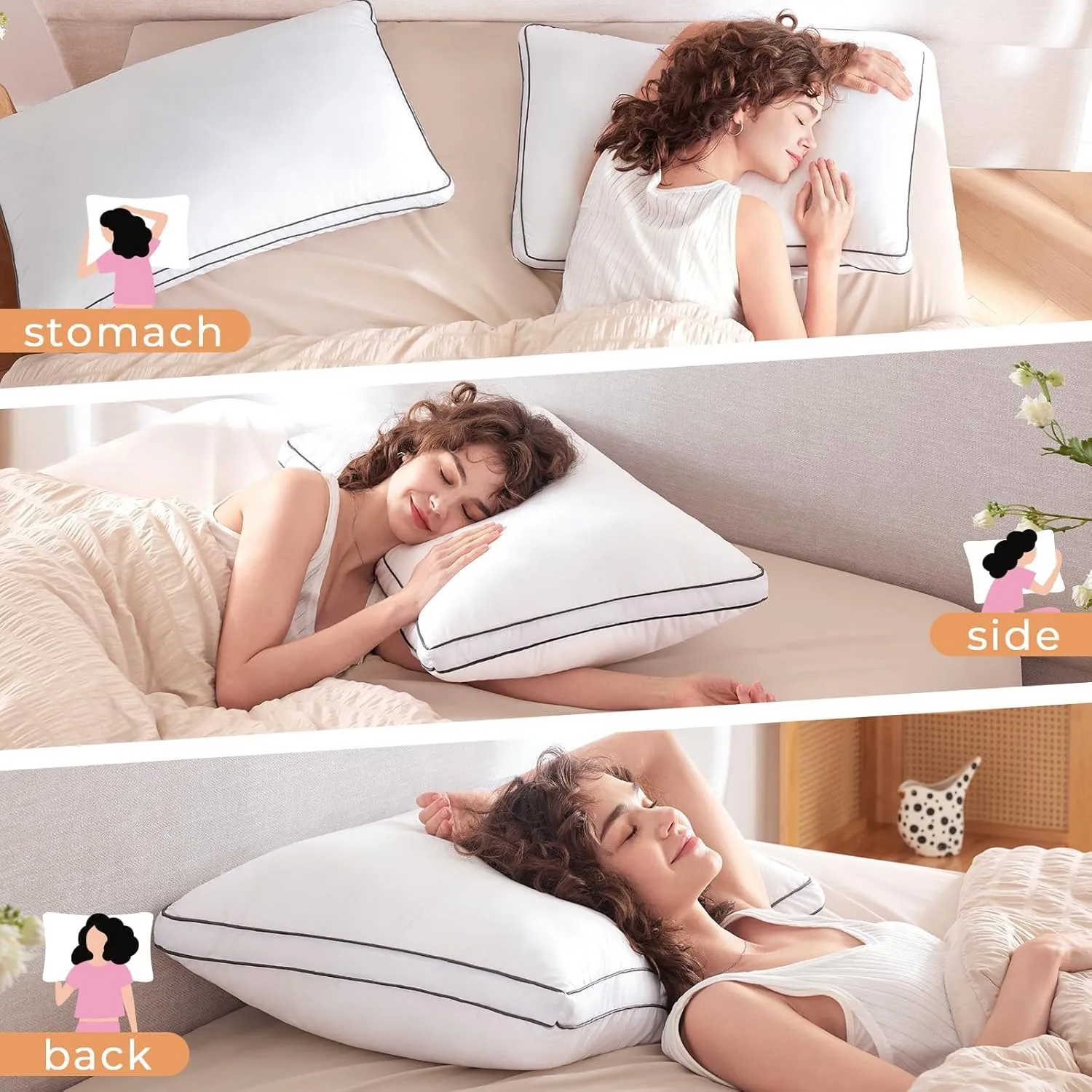 MUXHOMO Bed Pillows Standard Size Set of 4, Hotel Collection Sleeping Pillows 4 Pack for Side and Back Sleepers, Down Alternative Plump Filling, 20 x 26 Inches