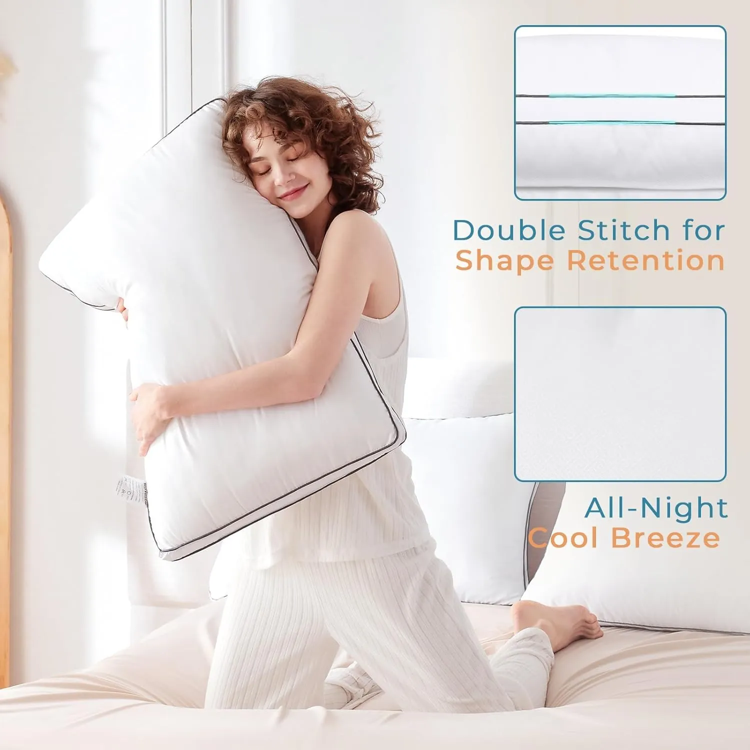 MUXHOMO Bed Pillows Standard Size Set of 4, Hotel Collection Sleeping Pillows 4 Pack for Side and Back Sleepers, Down Alternative Plump Filling, 20 x 26 Inches