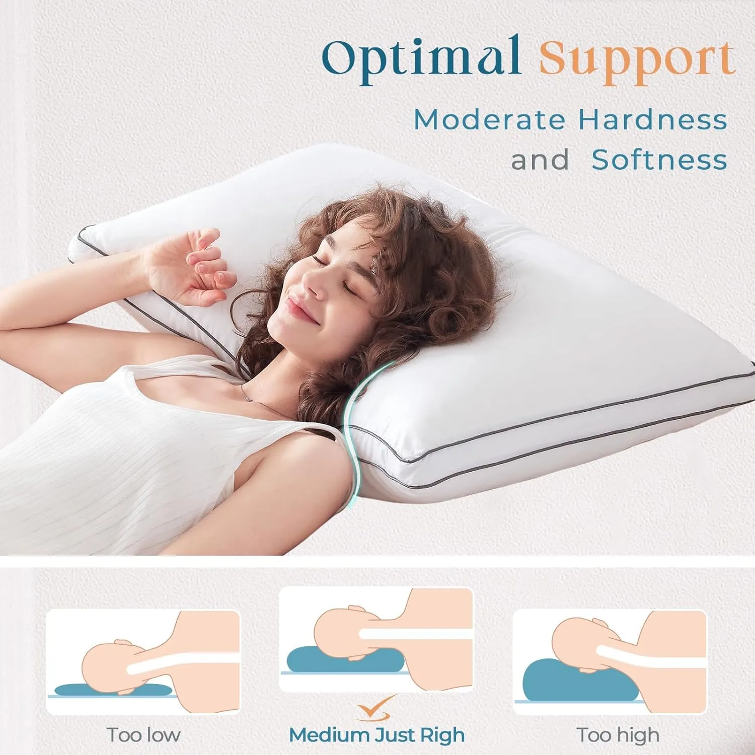 MUXHOMO Bed Pillows Standard Size Set of 4, Hotel Collection Sleeping Pillows 4 Pack for Side and Back Sleepers, Down Alternative Plump Filling, 20 x 26 Inches