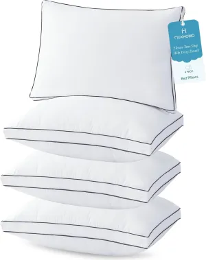 MUXHOMO Bed Pillows Standard Size Set of 4, Hotel Collection Sleeping Pillows 4 Pack for Side and Back Sleepers, Down Alternative Plump Filling, 20 x 26 Inches