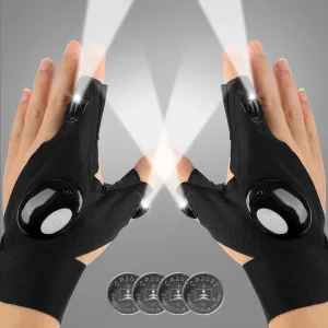 Mylivell Handsfree LED Flashlight Gloves, Fathers Day dad Gifts for Fishing dad, Camping Flashlight Gadgets for Men, Gloves with Lights for Working on Cars, Handy Mens Gifts, Mens Tools Gifts
