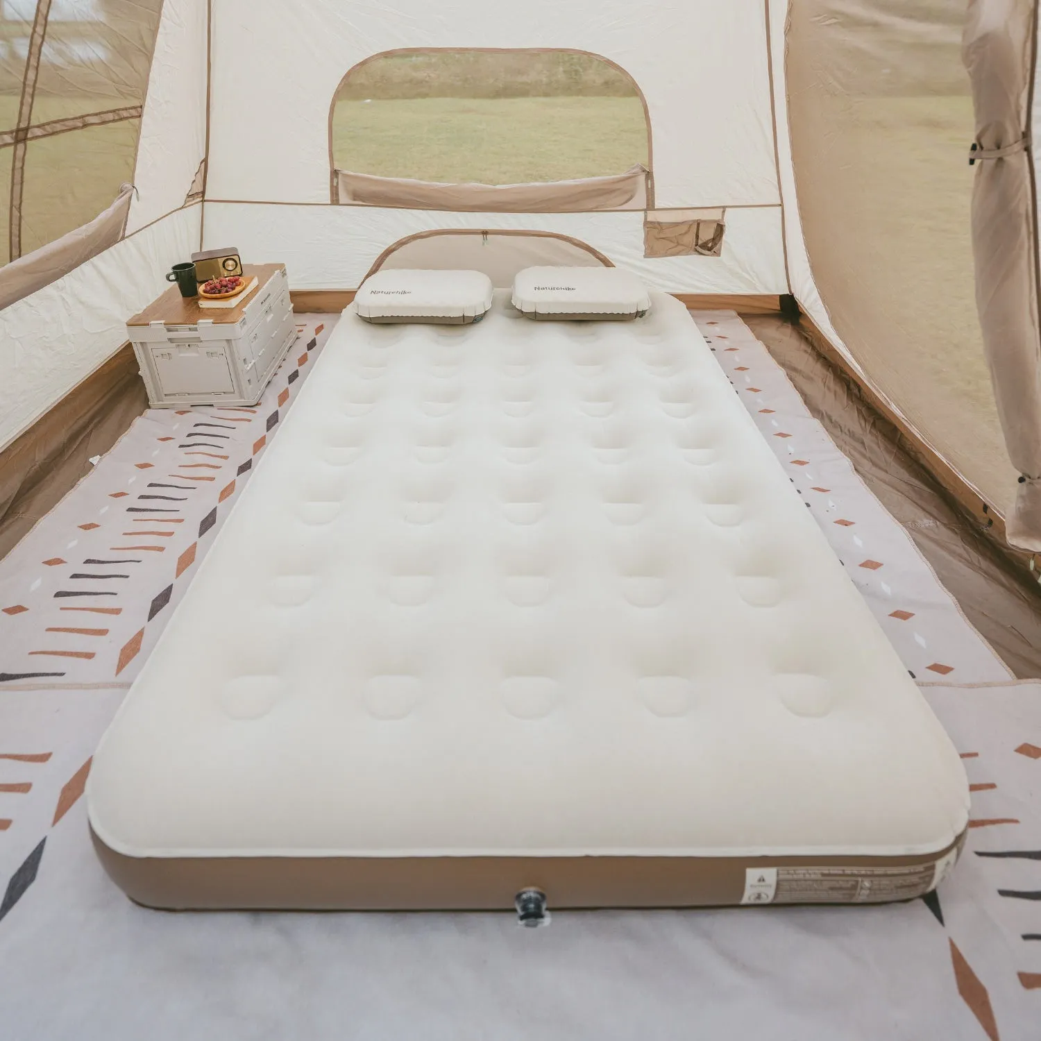Naturehike SUN BEAUTY PVC Air Mattress Bed Outdoor Portable Moisture-proof Skin-Friendly Camping Sleeping Mat Pad 20CM Double Queen 300kg Max Load