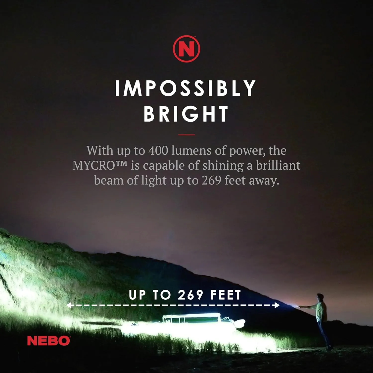 NEBO Mycro Rechargeable LED Keychain Light | Key Ring Flashlight Features 6 Light Modes,