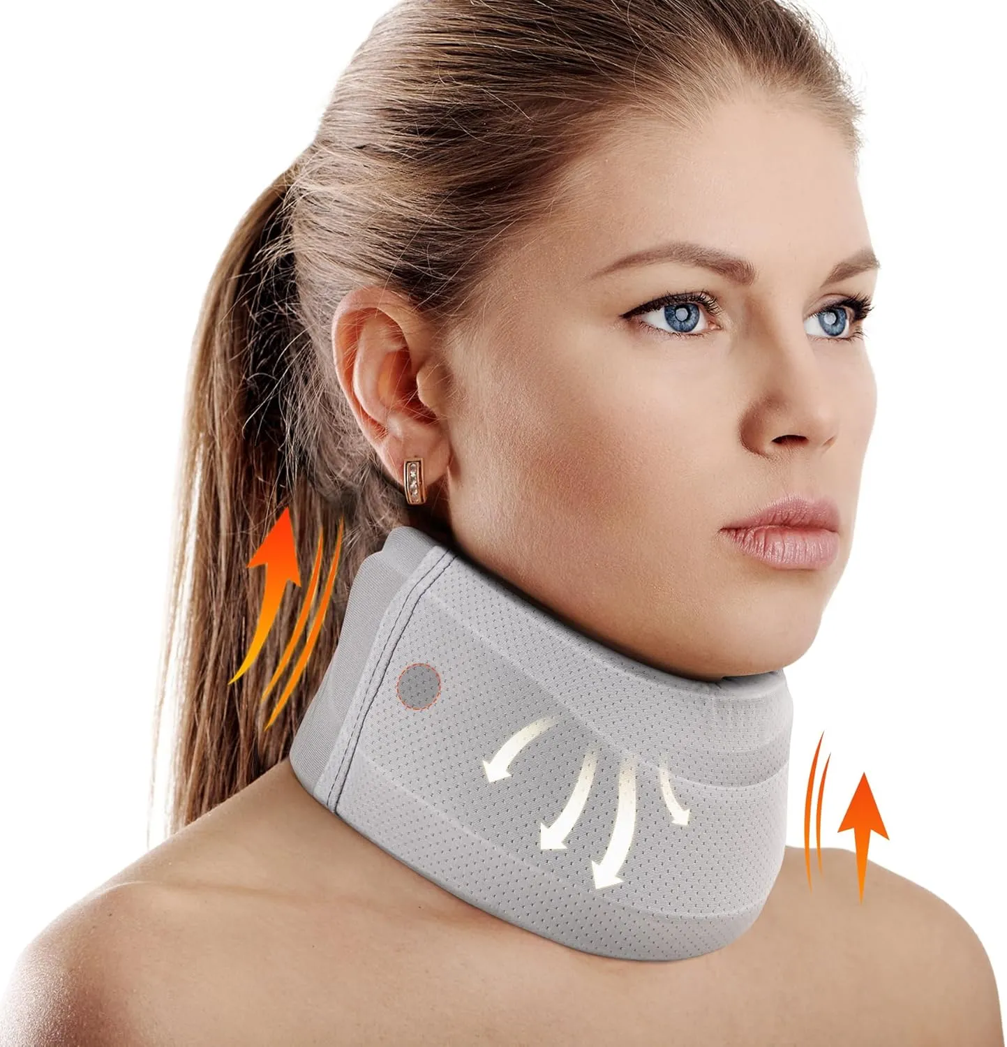 Neck Brace for Neck Pain and Support, Soft Neck Support Relieves Pain & Pressure in Spine for Women & Men, Wrap Align Stabilize Vertebrae Foam Cervical Collar for Sleeping (Grey, S, 3" Depth Collar)