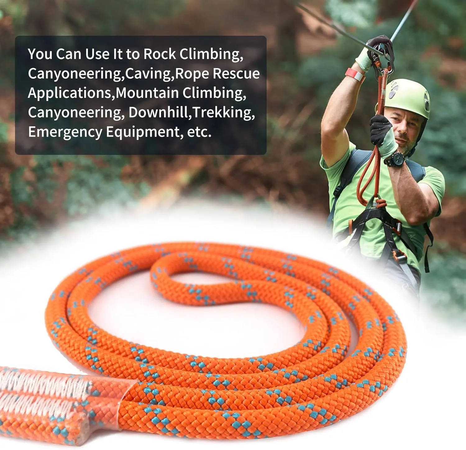 NewDoar 8mm (5/16") Prusik Cord Pre-Sewn, 16KN Nylon Prusik Loop,Multipurpose Rope for Outdoor Climbing Arborist Mountaineering Rope