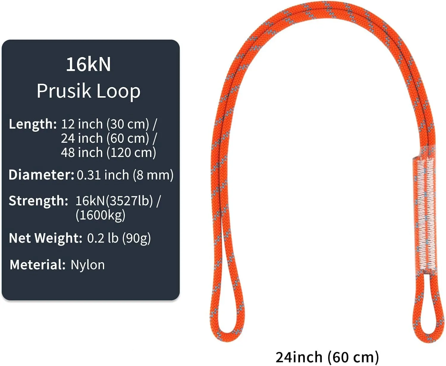 NewDoar 8mm (5/16") Prusik Cord Pre-Sewn, 16KN Nylon Prusik Loop,Multipurpose Rope for Outdoor Climbing Arborist Mountaineering Rope