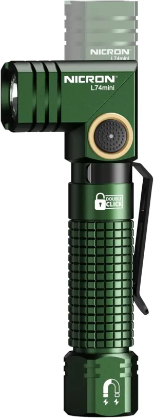 NICRON L74 Mini Flashlight 400 Lumens 90 Degree IP65 Waterproof with Magnet EDC Small Tactical Flashlight Rechargeable Pocket Light 6 Modes Best high lumens for Camping, Outdoor (Green)