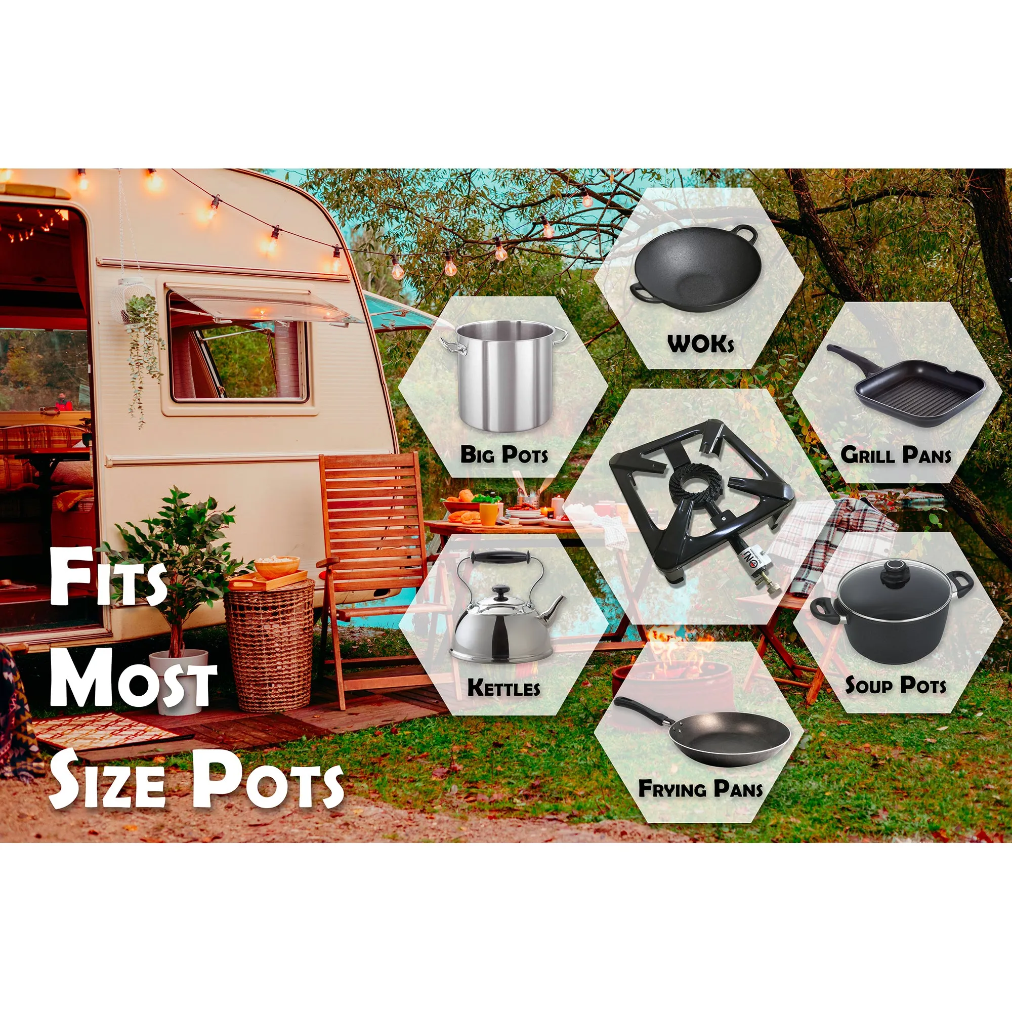 NJ SGB-07 Large Boiling Ring 8.0 kW Gas Stove Cast Iron Burner Cooker LPG Catering
