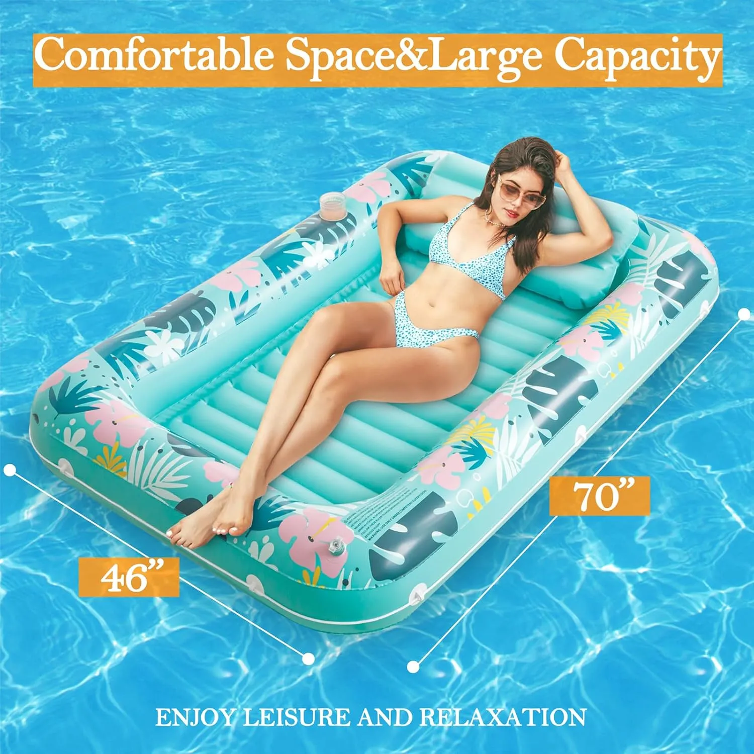 NOCCUR Tanning Pool for Adults -Inflatable Tanning Pool - Pool Floats Adult Size-Pool Floats Lounger with Comfort Pillow-Suntan Tub-Tanning Pool Raft Tub for Swimming Pools in Summer
