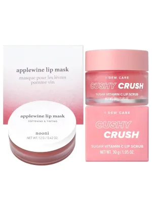 NOONI Korean Lip Butter Melting Balm (Applewine)   I DEW CARE Lip Scrub - Cushy Crush Bundle