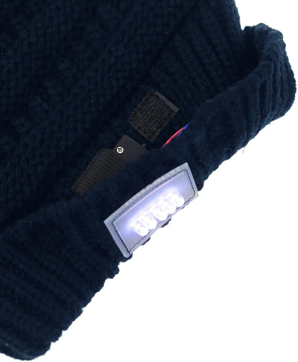 NYFASHION101 LED Hands Free Light Winter Cable Knit Cuff Beanie Hat