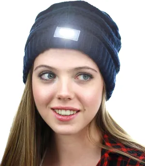 NYFASHION101 LED Hands Free Light Winter Cable Knit Cuff Beanie Hat