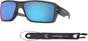 Oakley Double Edge OO9380 Rectangle Sunglasses for Men   BUNDLE Leash  Designer iWear Care Kit