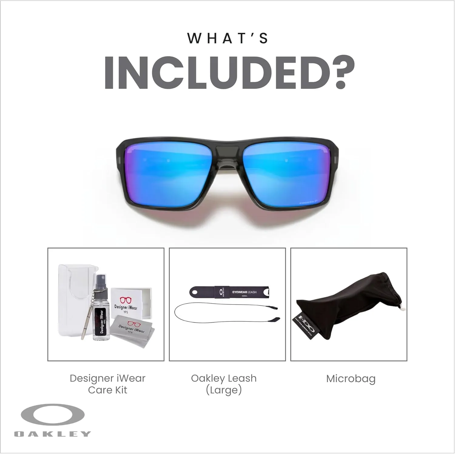 Oakley Double Edge OO9380 Rectangle Sunglasses for Men   BUNDLE Leash  Designer iWear Care Kit