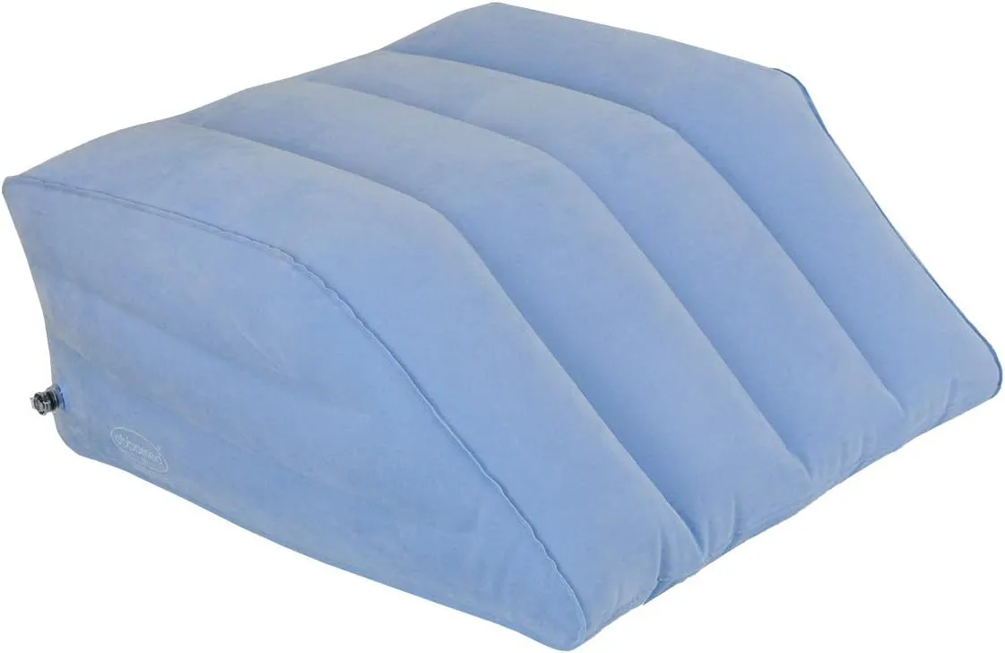 ObboMed HR-7740, New & Handy Valve, Inflatable Leg Rest Lifter Bed Wedge Cushion/Pillow, Velour Surface Finish for Post-Surgery, Pain Relief, Foot, Ankle Injury, for Sleeping, Travel Trip -23.5”-21"