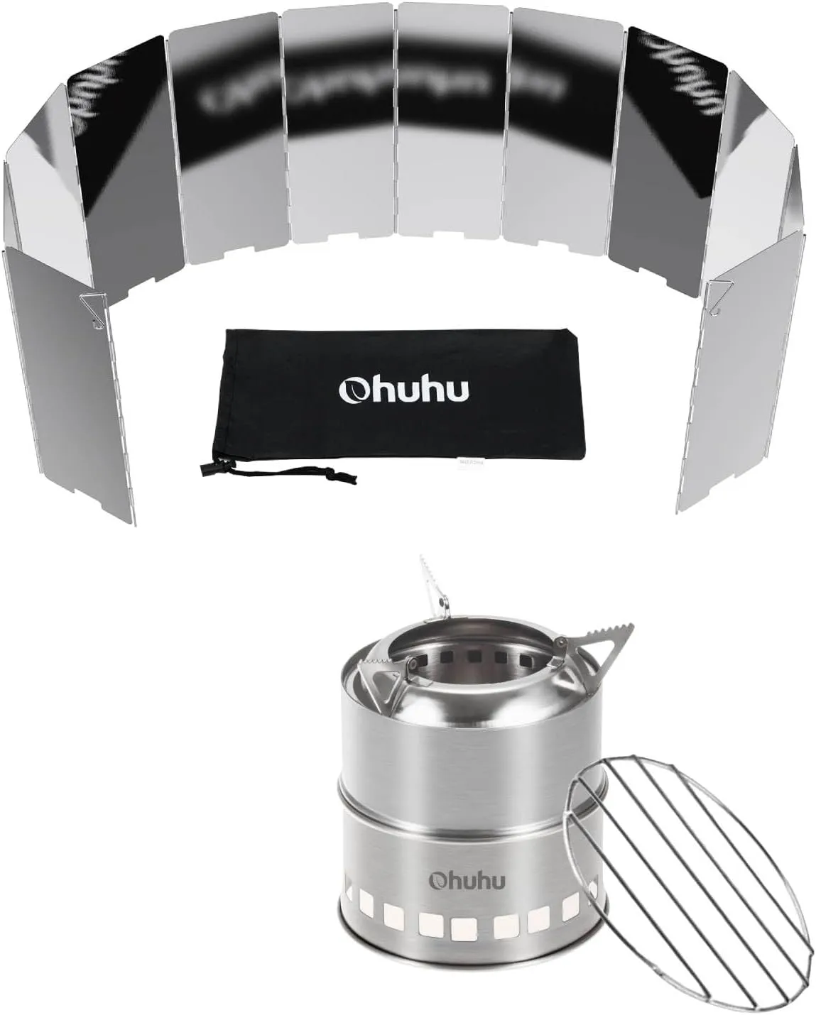 Ohuhu Wood Burning Camp Stoves   12 Plates Camp Stove Windscreen for Camping Picnic, Backpacking, Cooking
