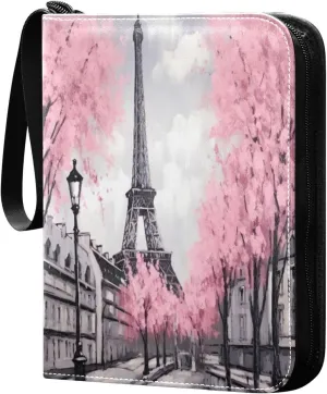 Oil Painting Paris Card Binder with Double Sided PU Leather Holder Albums Book with 400 Pockets for Collectible Trading Card Games Card