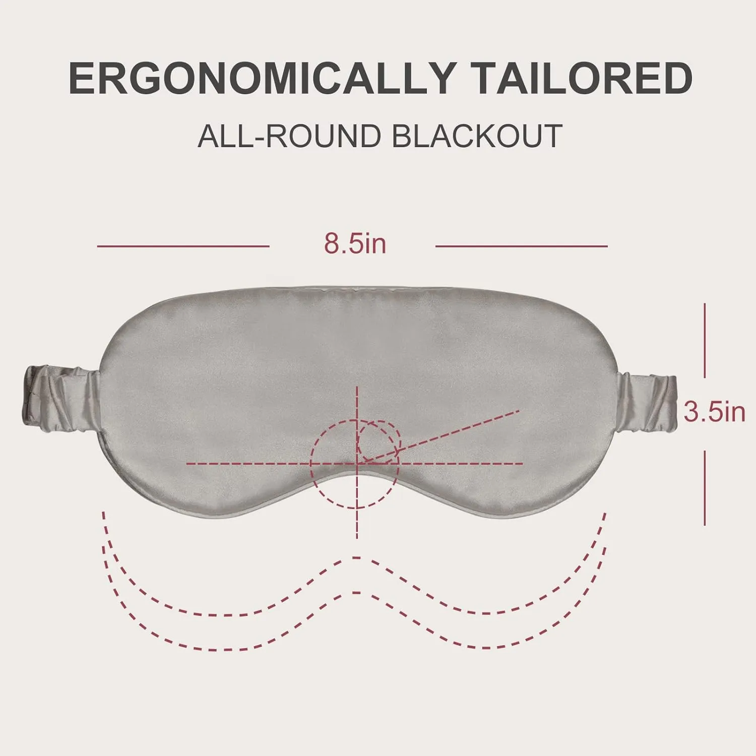 OLESILK Silk Sleep Eye Mask Blindfold with Double Layer Silk Filling for Full Night's Sleep, Silk Wrapping Strap- Luxury Eye Cover Eyeshade for Women Men with Travel Bag and Ear Plugs, Silver