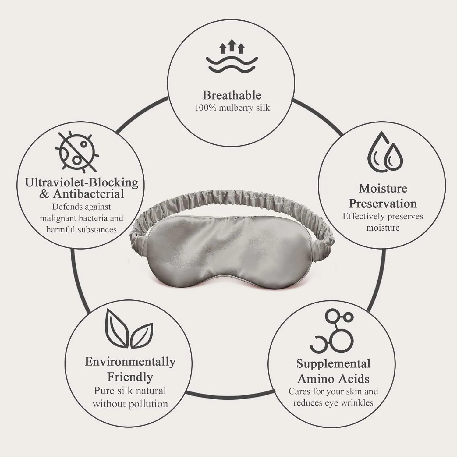 OLESILK Silk Sleep Eye Mask Blindfold with Double Layer Silk Filling for Full Night's Sleep, Silk Wrapping Strap- Luxury Eye Cover Eyeshade for Women Men with Travel Bag and Ear Plugs, Silver