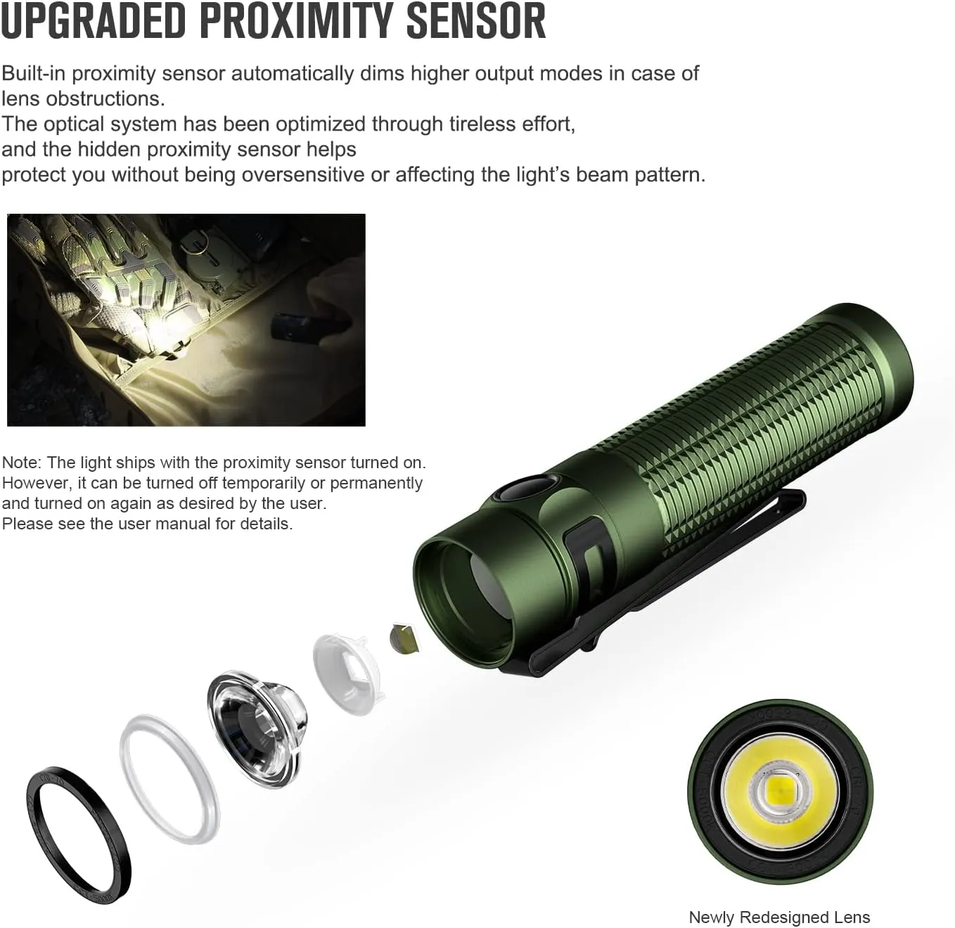 OLIGHT Baton3 Pro Max 2500 Lumens Rechargeable Compact EDC Flashlights with Safety Proximity Sensor, Pocket Light for Camping, Hiking, and Emergency (Cool White Light: 5700~6700K)