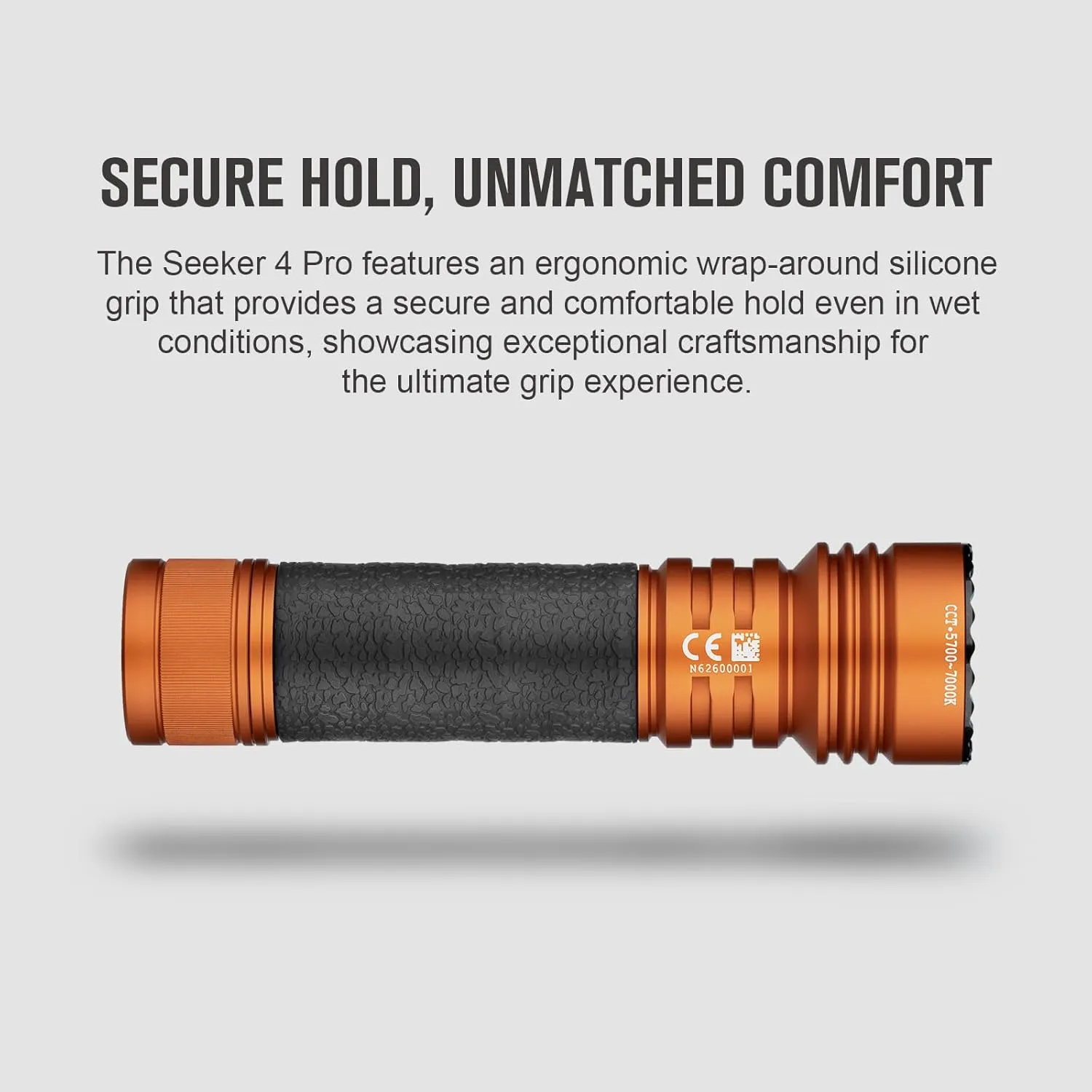 OLIGHT Seeker 4 Pro Rechargeable Flashlights, 4600 Lumens High Powerful Bright Light with USB C Holster, Waterproof IPX8 for Emergencies, Camping, Searching (Orange Cool White)