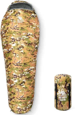 OneTigris Light Patrol 4 Season Mummy Sleeping Bag, 32°F Cold Weather Camping Bags for Camping Hiking Backpacking, Survival Gear