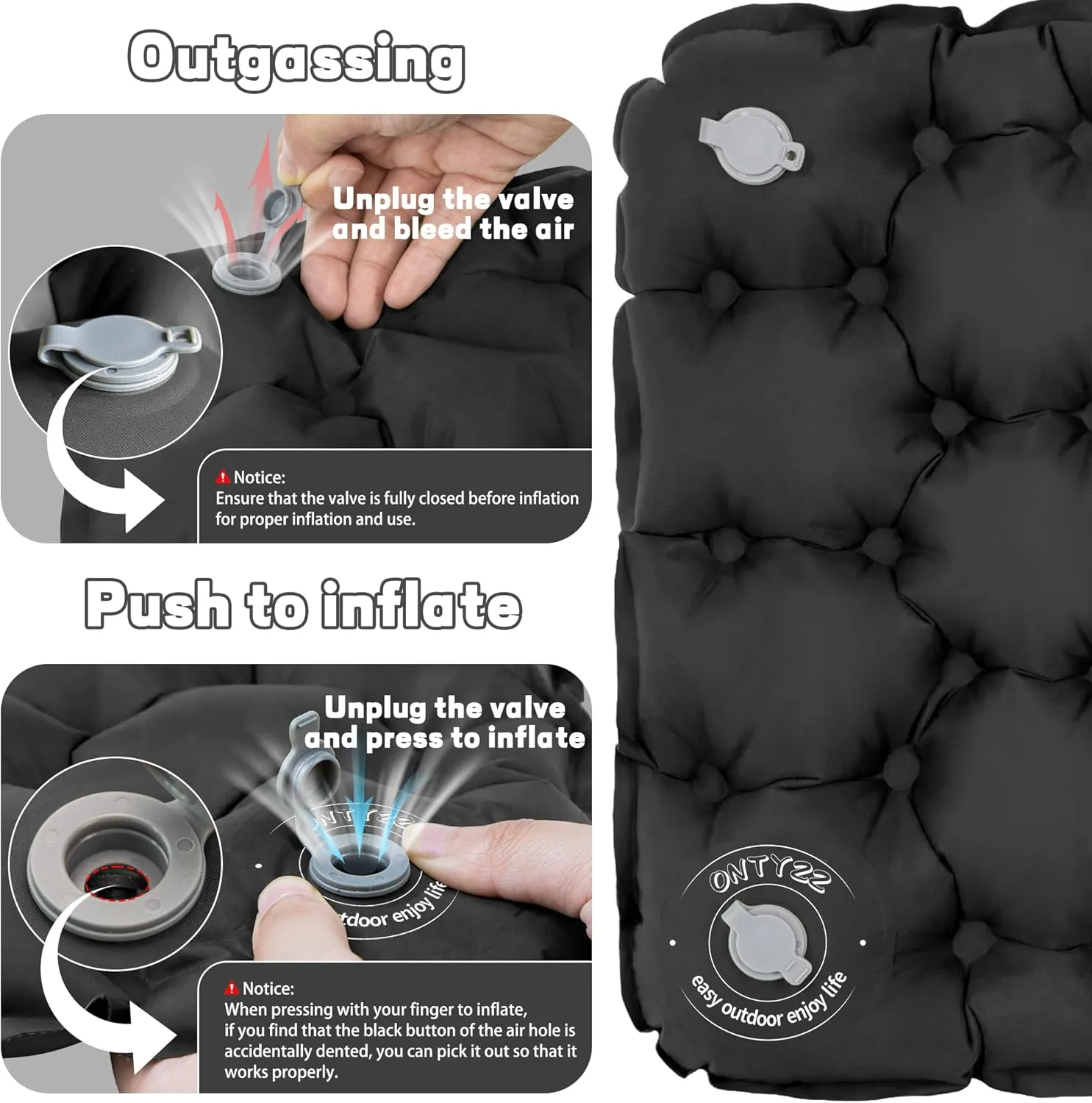 ONTYZZ Inflatable Seat Cushion Lightweight Stadium Seat Pad Travel Air Seat Cushion for Hiking Office Airplane Stadium Car