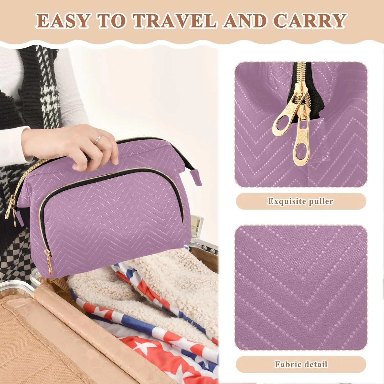 Opera Mauve Makeup Bag Travel Toiletry Bag Makeup Cosmetic Bags Travel Makeup Bag Double Layer Makeup Organizer Bag