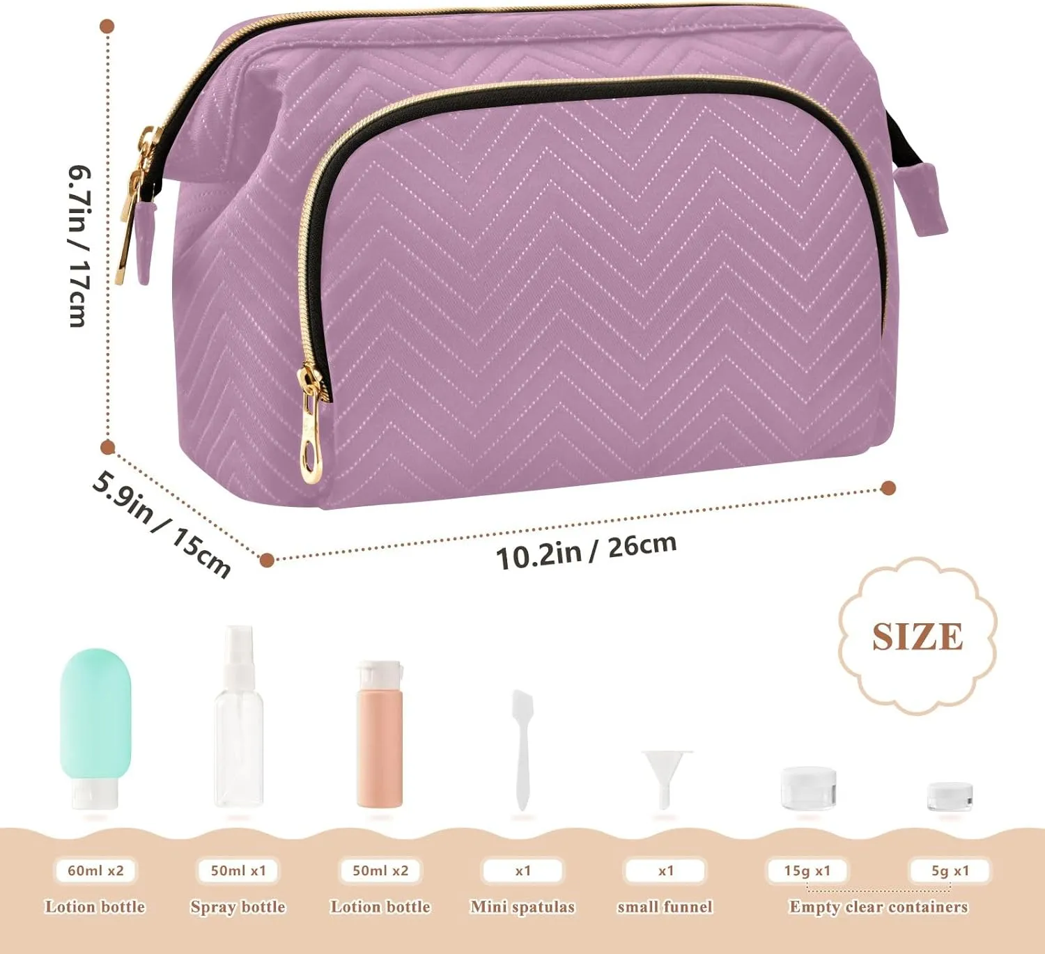 Opera Mauve Makeup Bag Travel Toiletry Bag Makeup Cosmetic Bags Travel Makeup Bag Double Layer Makeup Organizer Bag