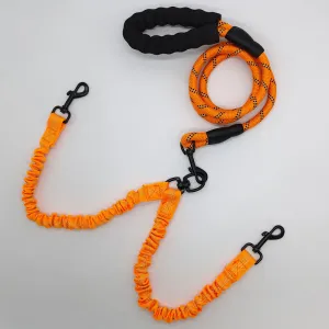 Orange Pet Double-Ended Rope   1.5M Leash - Easy to walk two dogs, tangle-free design