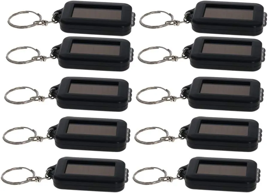 Othmro 10Pcs Mini Keychain Flashlight, Solar Bright White Keychain Portable Ultra Bright Little LED Light Energy Power LED Cute Square Style Lam for Camping Traveling Outdoor