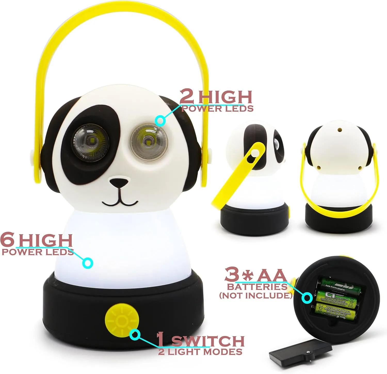 Outdoor Equipment LED Camping Lantern & Headlamp Set for Kids, FANT.LUX Battery Powered Night Light for Emergency, Hurricane, Lightweight Tent Lamp - Owl (Dog Set)